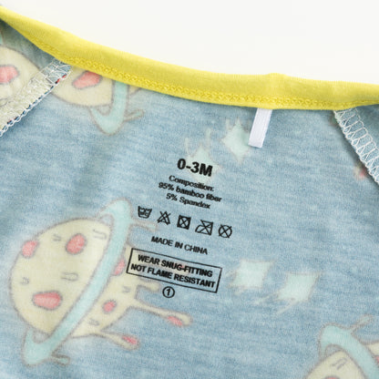 Deep Blue Cartoon Planet Baby Bamboo Zipper Romper