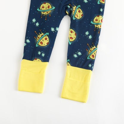 Deep Blue Cartoon Planet Baby Bamboo Zipper Romper