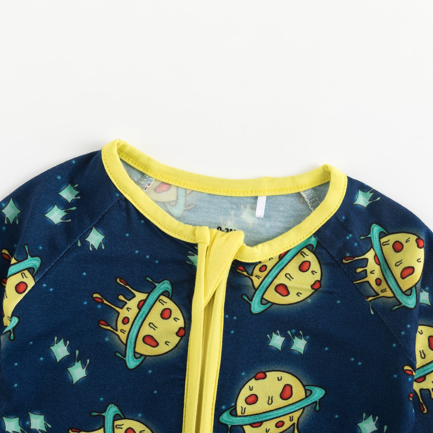 Deep Blue Cartoon Planet Baby Bamboo Zipper Romper