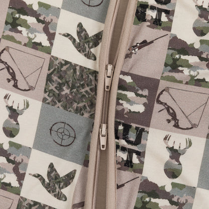 Animal Camouflage Checkerboard Bamboo Zipper Romper Pajamas