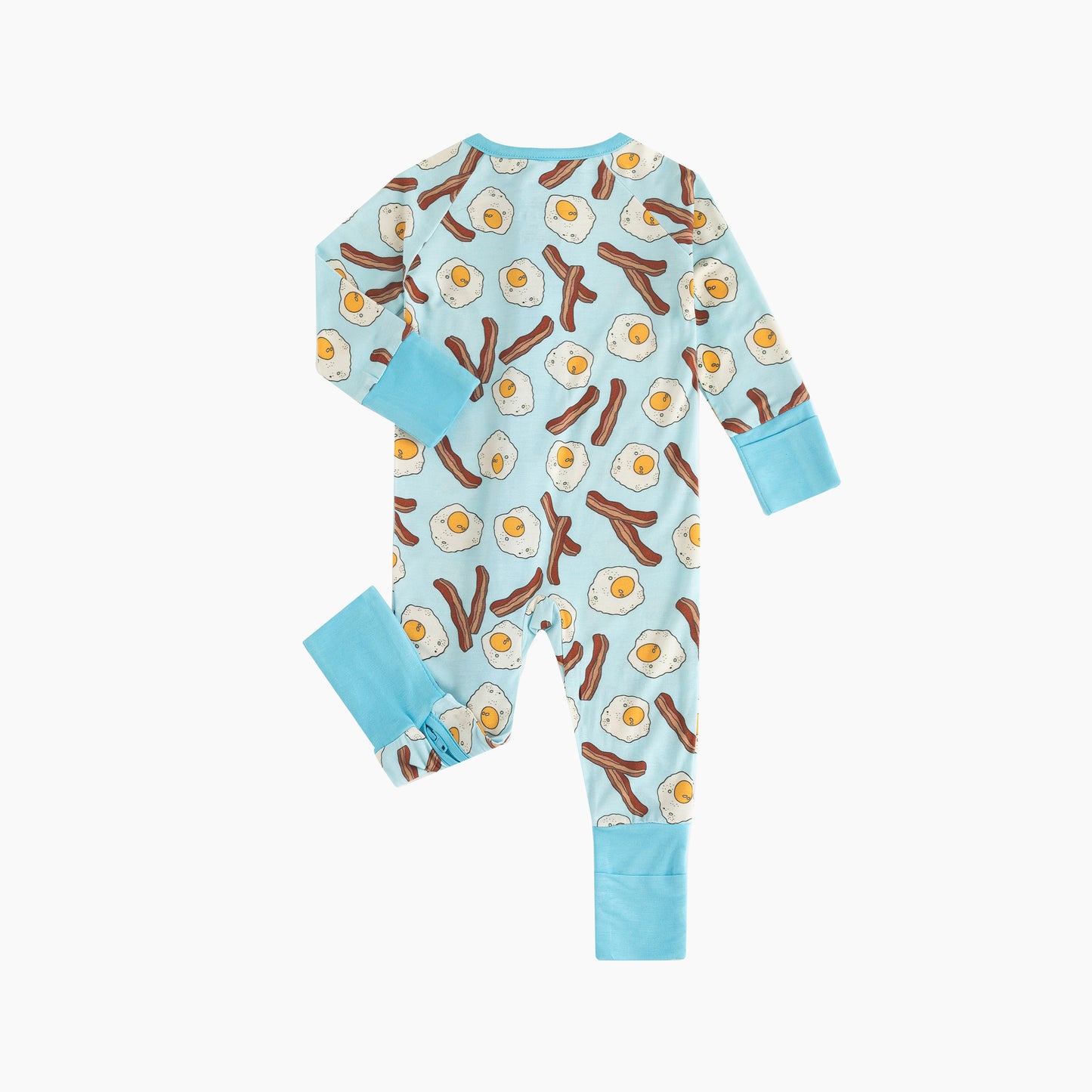 Bacon and Eggs Bamboo Zipper Romper Pajamas