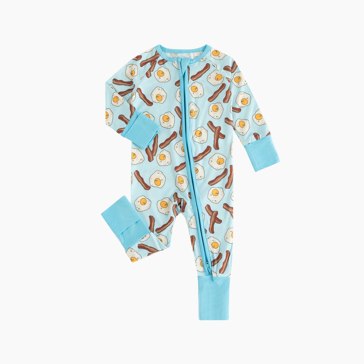 Bacon and Eggs Bamboo Zipper Romper Pajamas