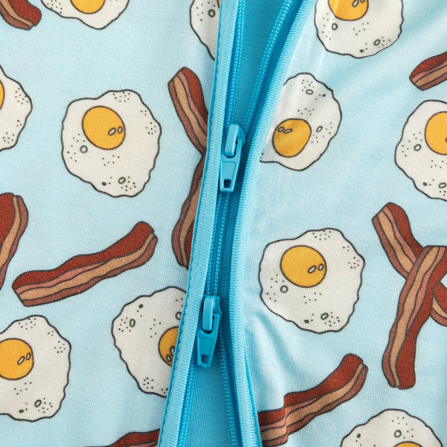 Bacon and Eggs Bamboo Zipper Romper Pajamas