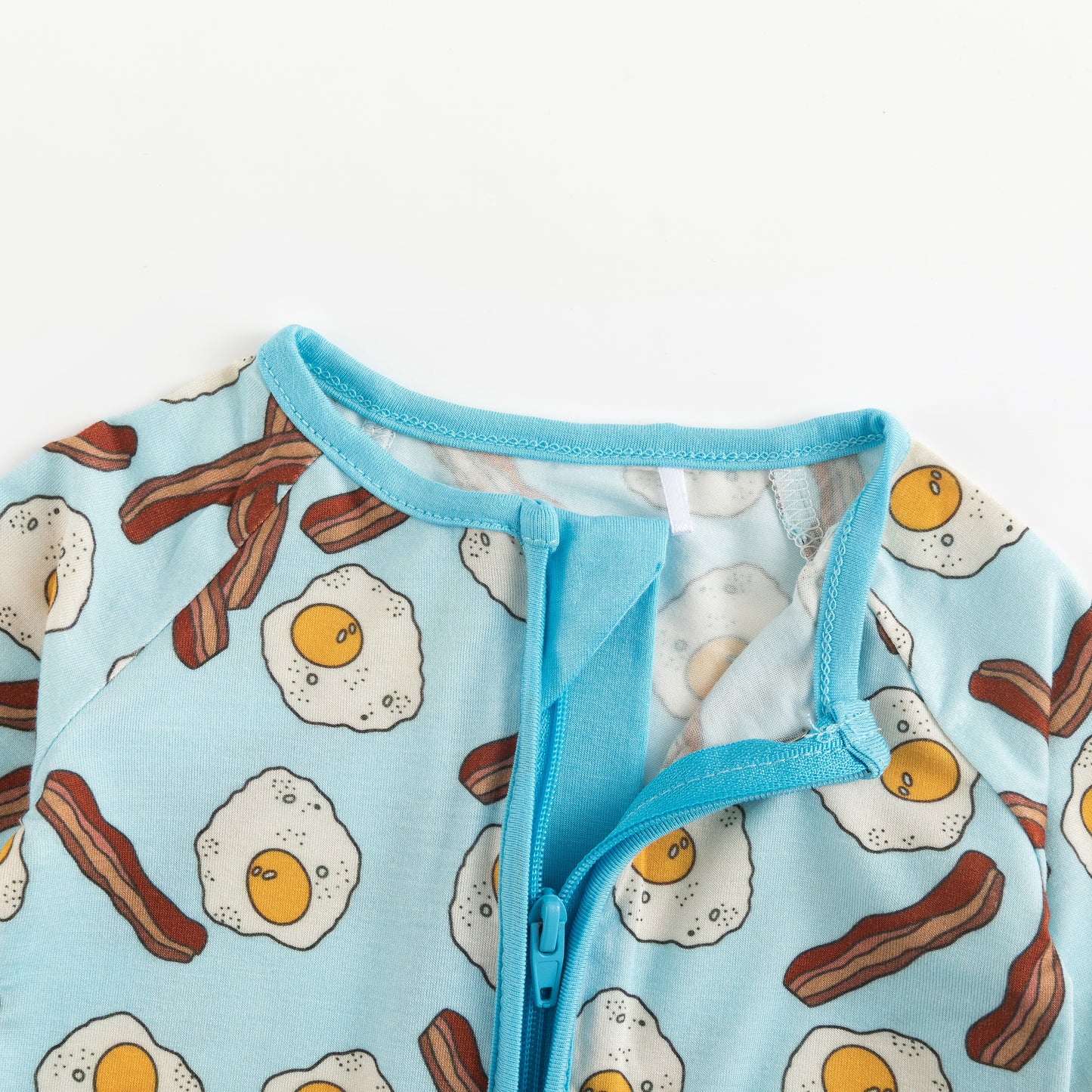 Bacon and Eggs Bamboo Zipper Romper Pajamas