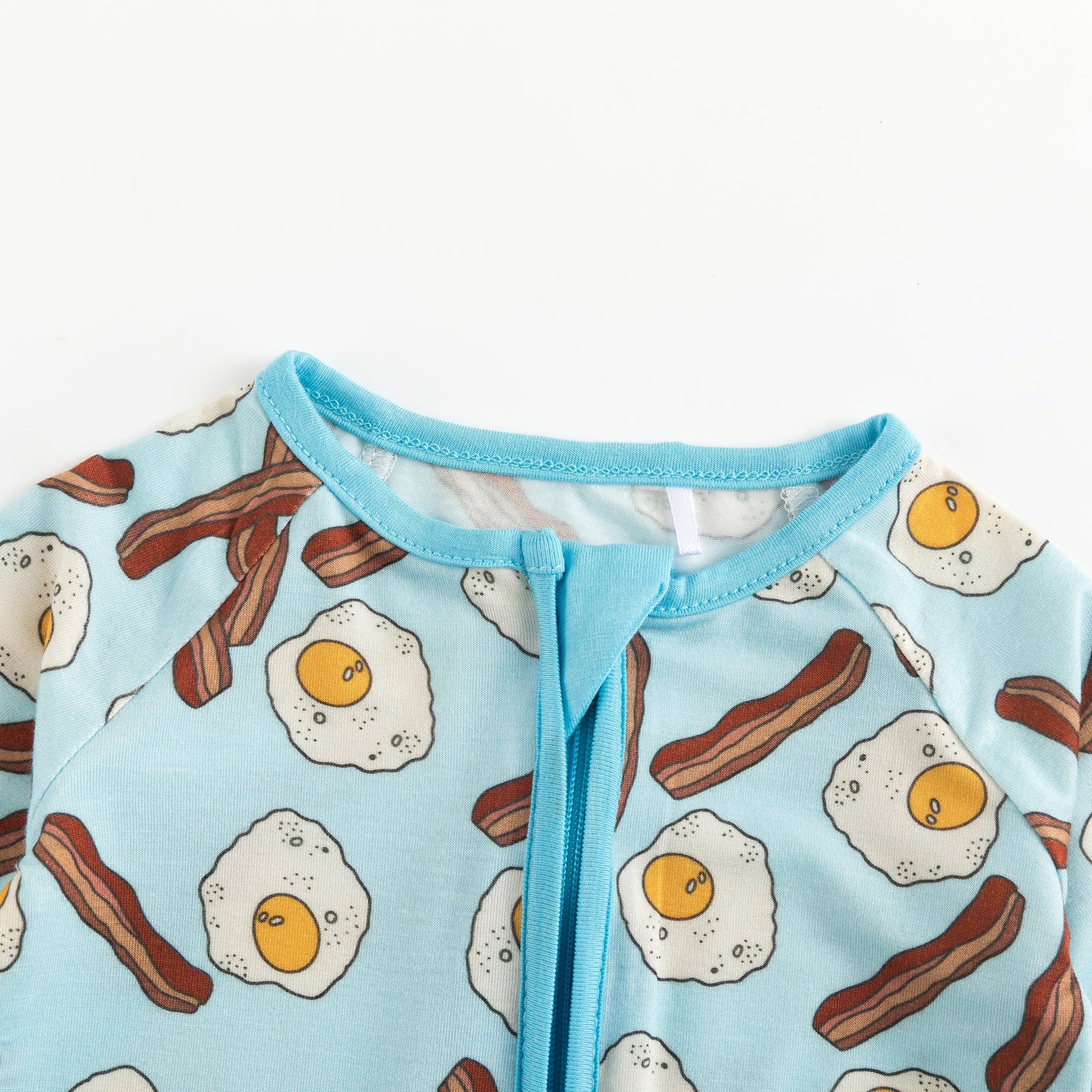 Bacon and Eggs Bamboo Zipper Romper Pajamas