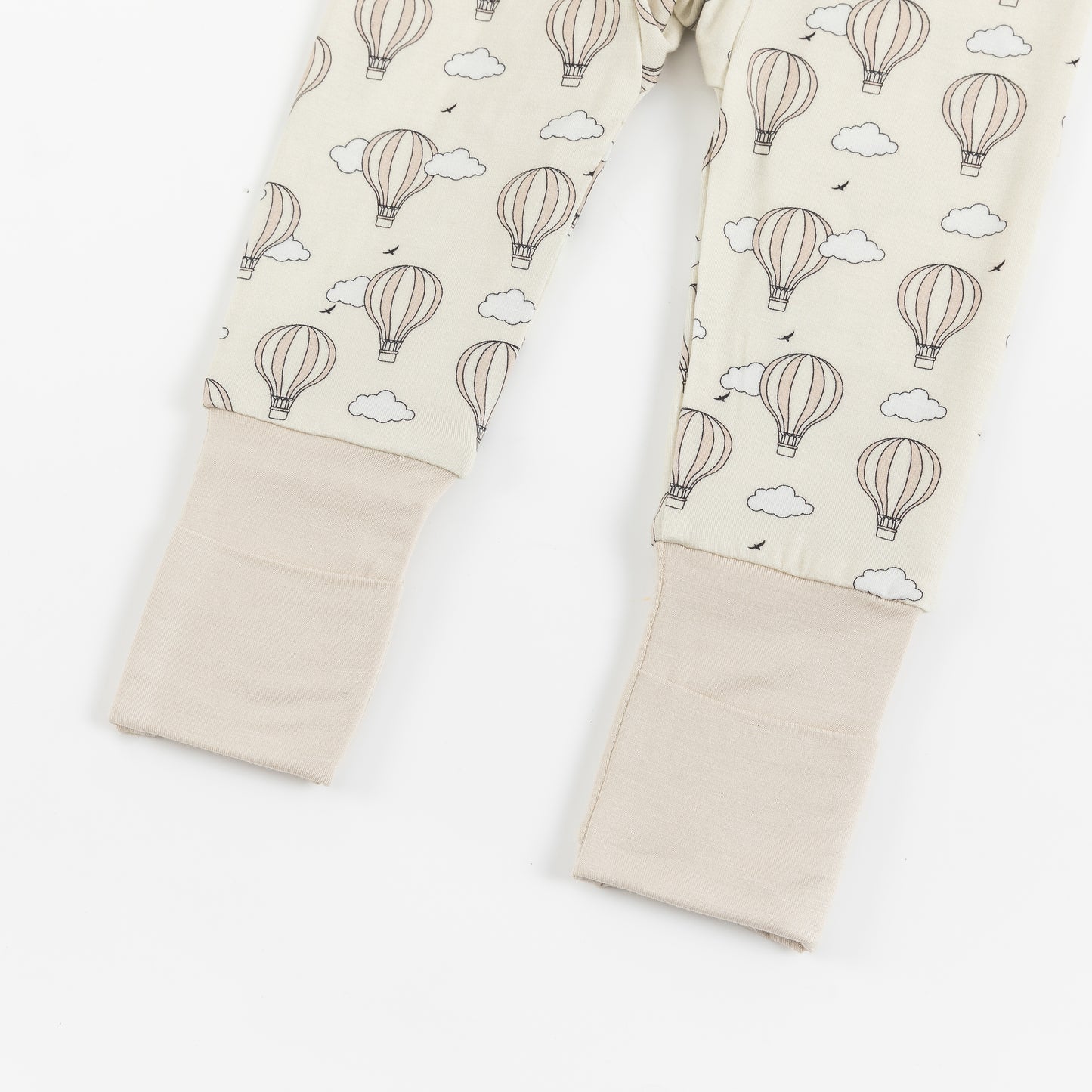 Beige Hot Air Balloons & Clouds Baby Zip-Up Romper