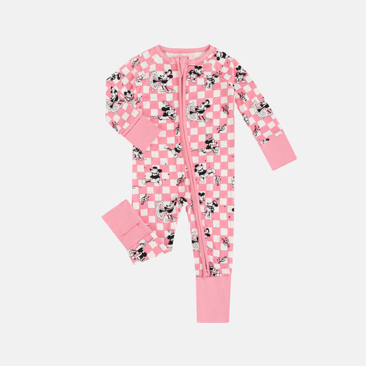 Pink Plaid Mouse Bamboo Baby Zippy Pajama