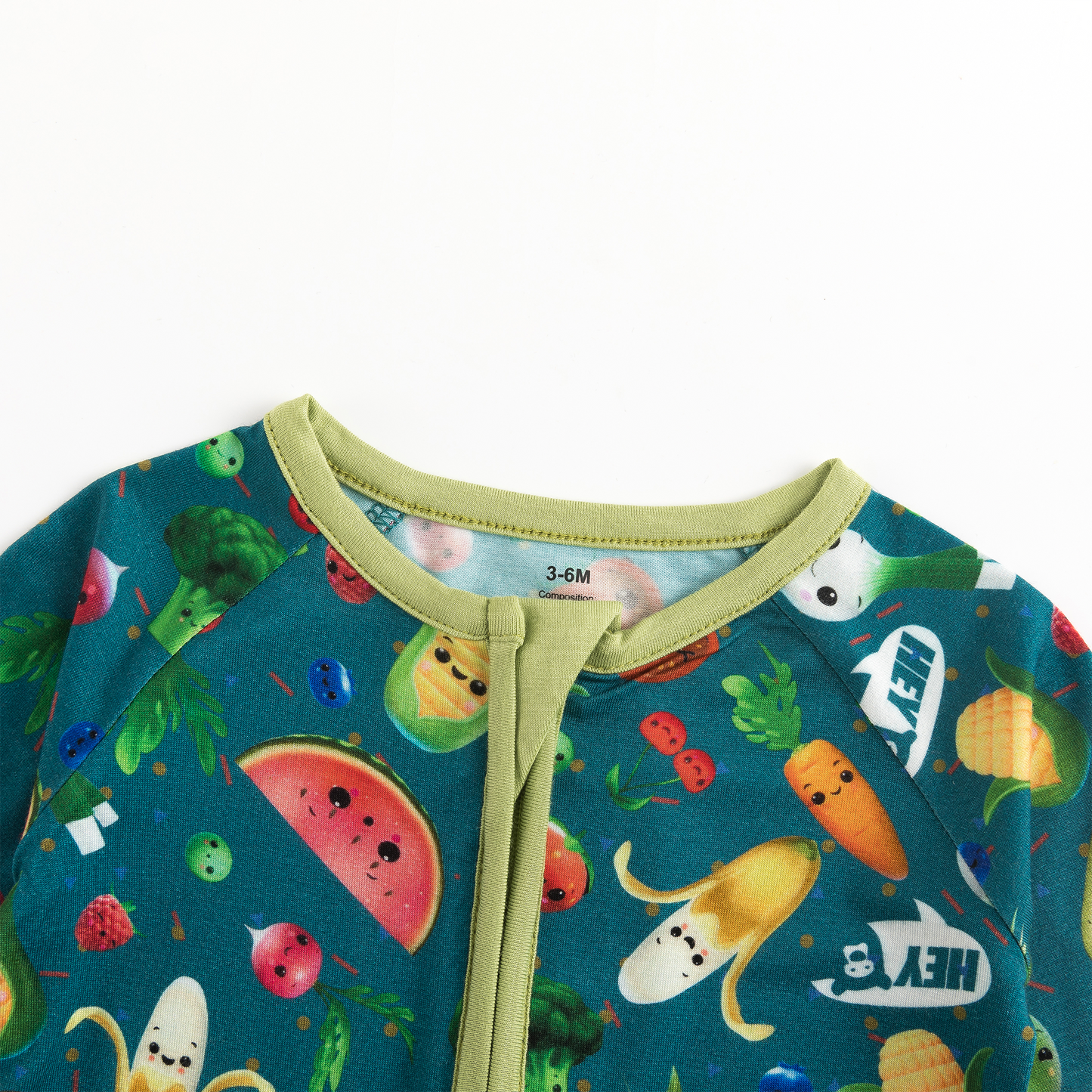 Funny Fruit&Vegetables Bamboo Zipper Romper Pajamas