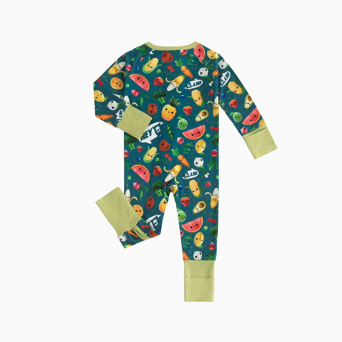 Funny Fruit&Vegetables Bamboo Zipper Romper Pajamas