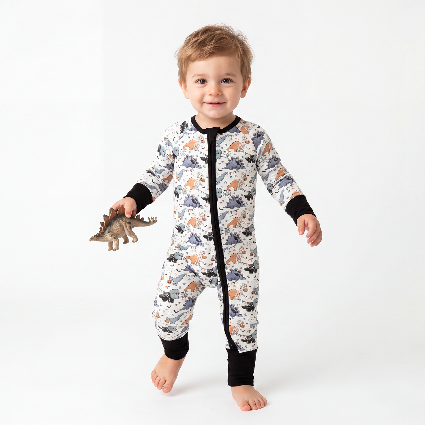 Dinosaur bamboo clothing design - baby apparel bamboo clothing with custom design - baby wear front view