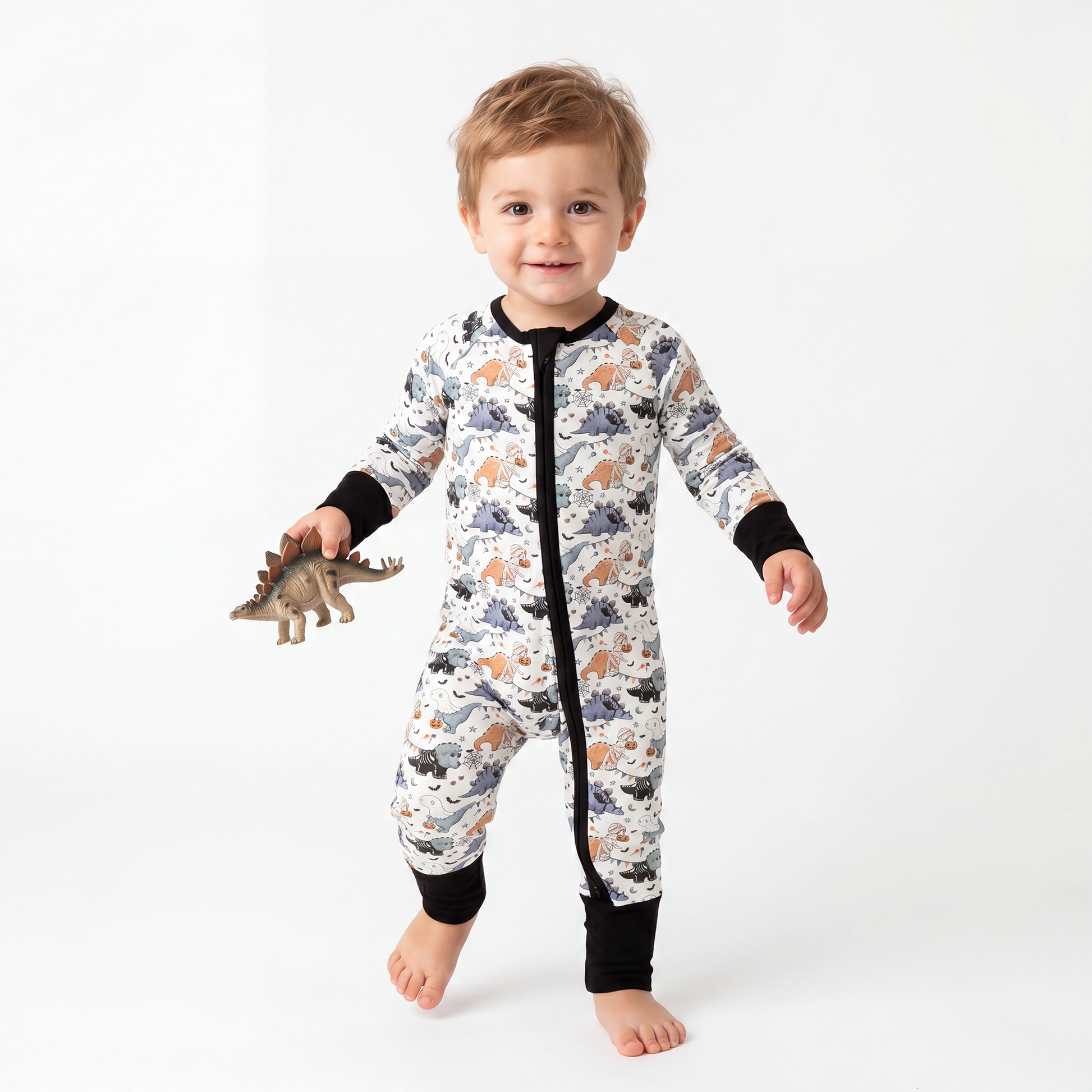 Dinosaur bamboo clothing design - baby apparel bamboo clothing with custom design - baby wear front view