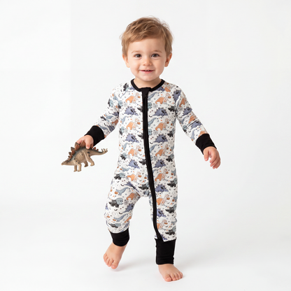 Dinosaur bamboo clothing design - baby apparel bamboo clothing with custom design - baby wear front view