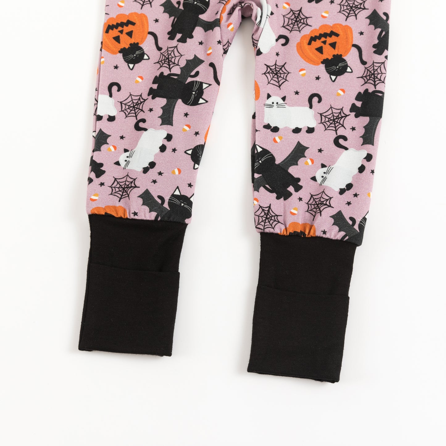 Halloween Cat&Pumpkin Bamboo Zipper Romper Pajamas