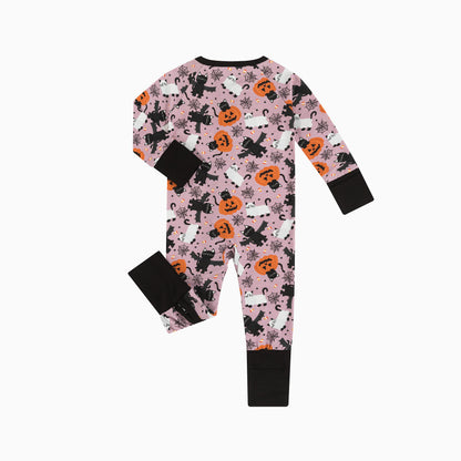 Halloween Cat&Pumpkin Bamboo Zipper Romper Pajamas