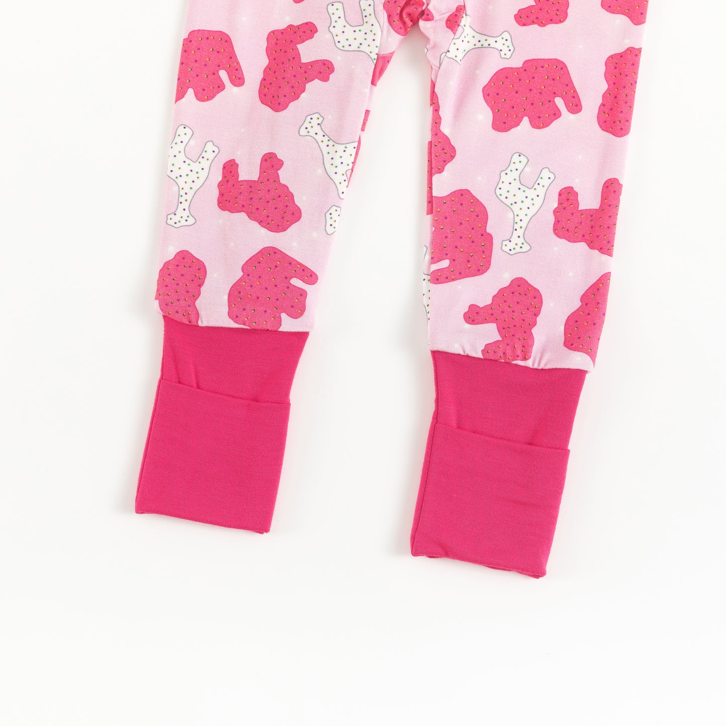 Christmas Pink Teddy Print Baby Bamboo Zipper Romper Pajamas