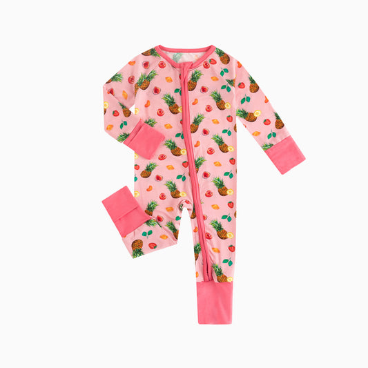 Pineapple Fruit Baby Bamboo Zipper Romper Pajamas
