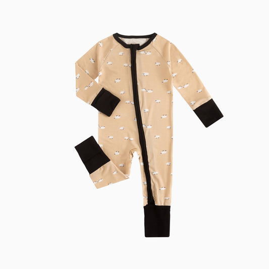 Cute Sheep Baby Bamboo Zipper Romper Pajamas