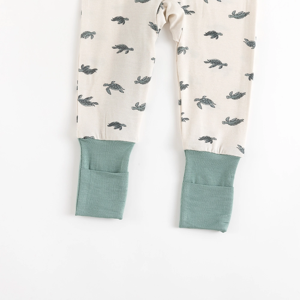 Turtle Print Baby Bamboo Zipper Romper Pajamas