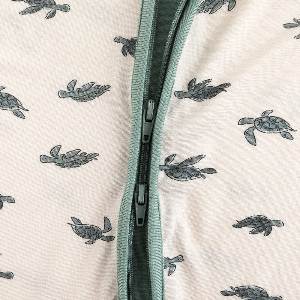 Turtle Print Baby Bamboo Zipper Romper Pajamas