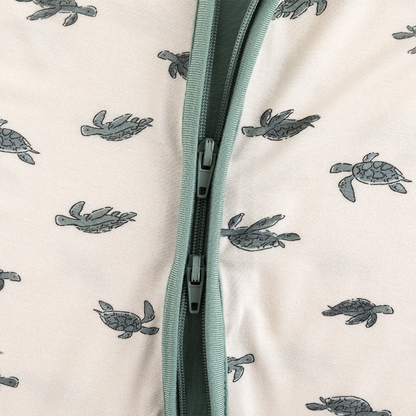 Turtle Print Baby Bamboo Zipper Romper Pajamas