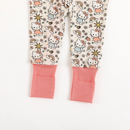 Hello Cat Rainbow Baby Bamboo Zipper Romper Pajamas