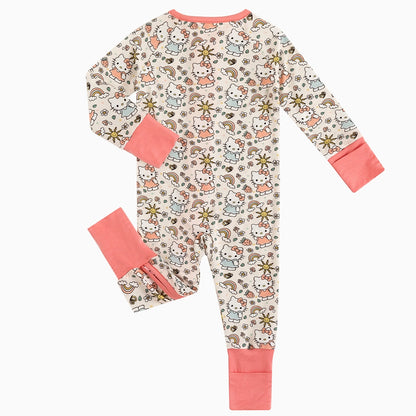Hello Cat Rainbow Baby Bamboo Zipper Romper Pajamas