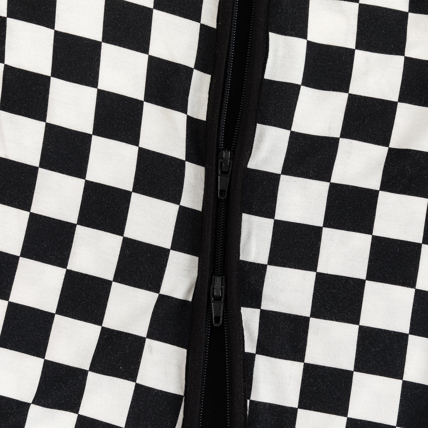 Black and White Checkerboard Bamboo Zipper Romper Pajamas