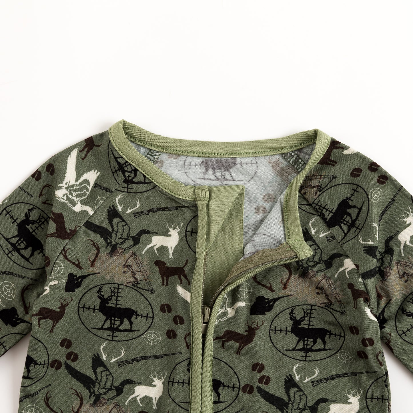 Christmas Hunting Animal Baby Bamboo Zipper Romper Pajamas