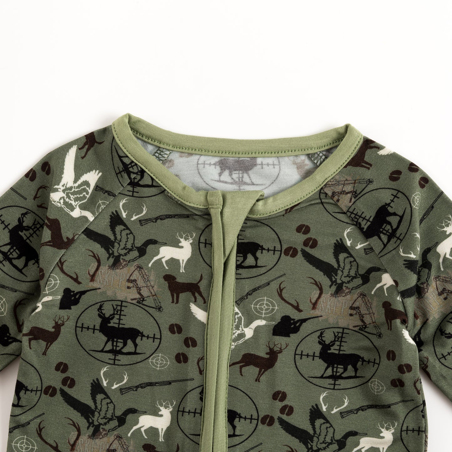 Christmas Hunting Animal Baby Bamboo Zipper Romper Pajamas