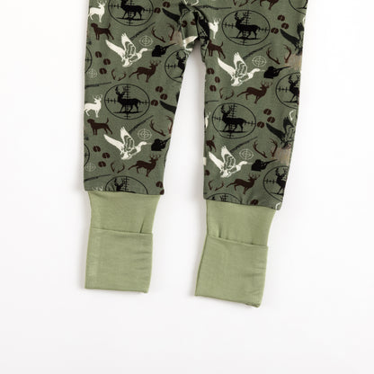Christmas Hunting Animal Baby Bamboo Zipper Romper Pajamas