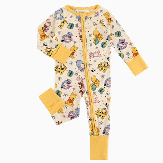 Little Bear Bee Pig Baby Bamboo Zipper Romper Pajamas