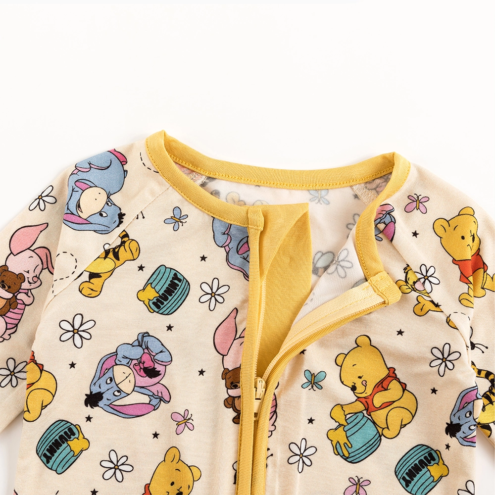 Little Bear Bee Pig Baby Bamboo Zipper Romper Pajamas