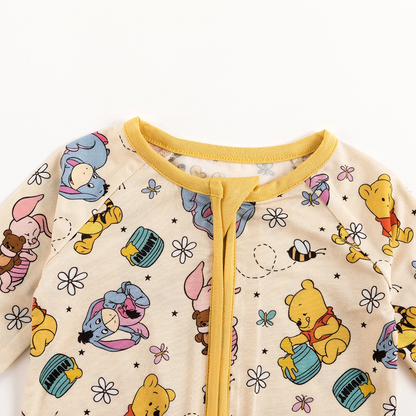 Little Bear Bee Pig Baby Bamboo Zipper Romper Pajamas