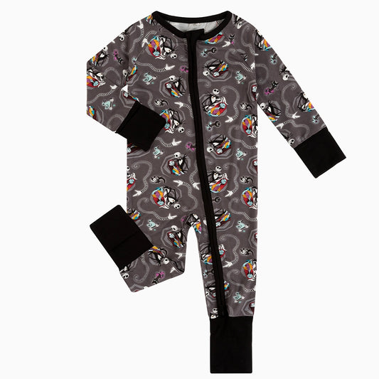 Halloween Skeleton King Snake Baby Bamboo Zipper Romper Pajamas