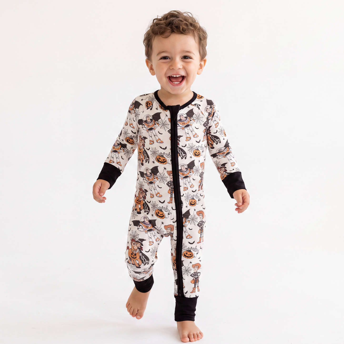 Halloween Spooky Toy Adventure Bamboo Zipper Romper Pajamas