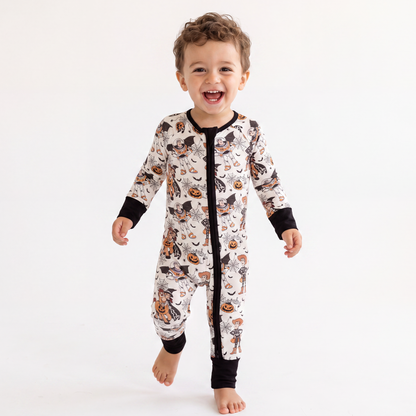 Halloween Spooky Toy Adventure Bamboo Zipper Romper Pajamas