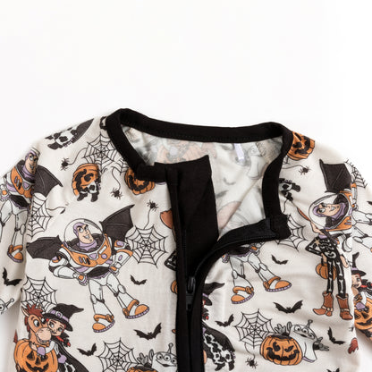 Halloween Spooky Toy Adventure Bamboo Zipper Romper Pajamas