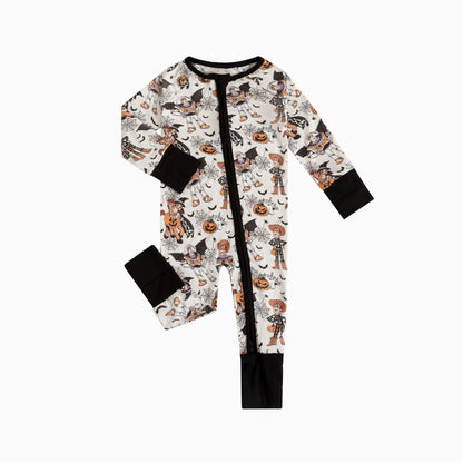 Halloween Spooky Toy Adventure Bamboo Zipper Romper Pajamas