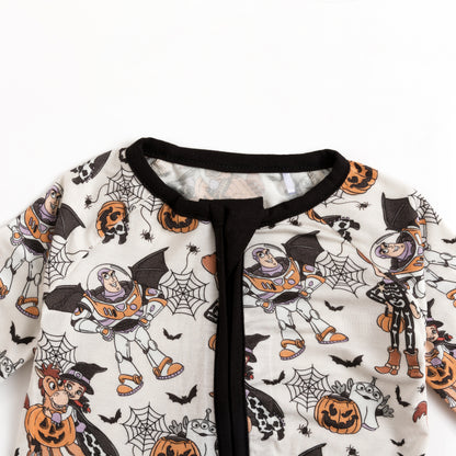 Halloween Spooky Toy Adventure Bamboo Zipper Romper Pajamas