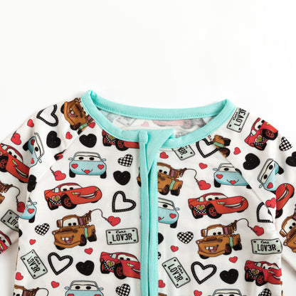 Baby Bamboo Zipper Pajama Romper Cars Theme