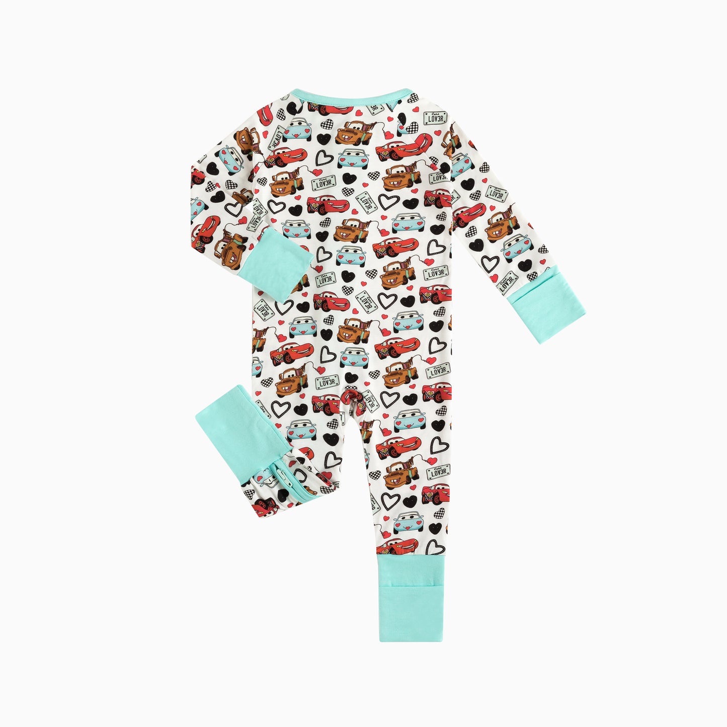 Baby Bamboo Zipper Pajama Romper Cars Theme