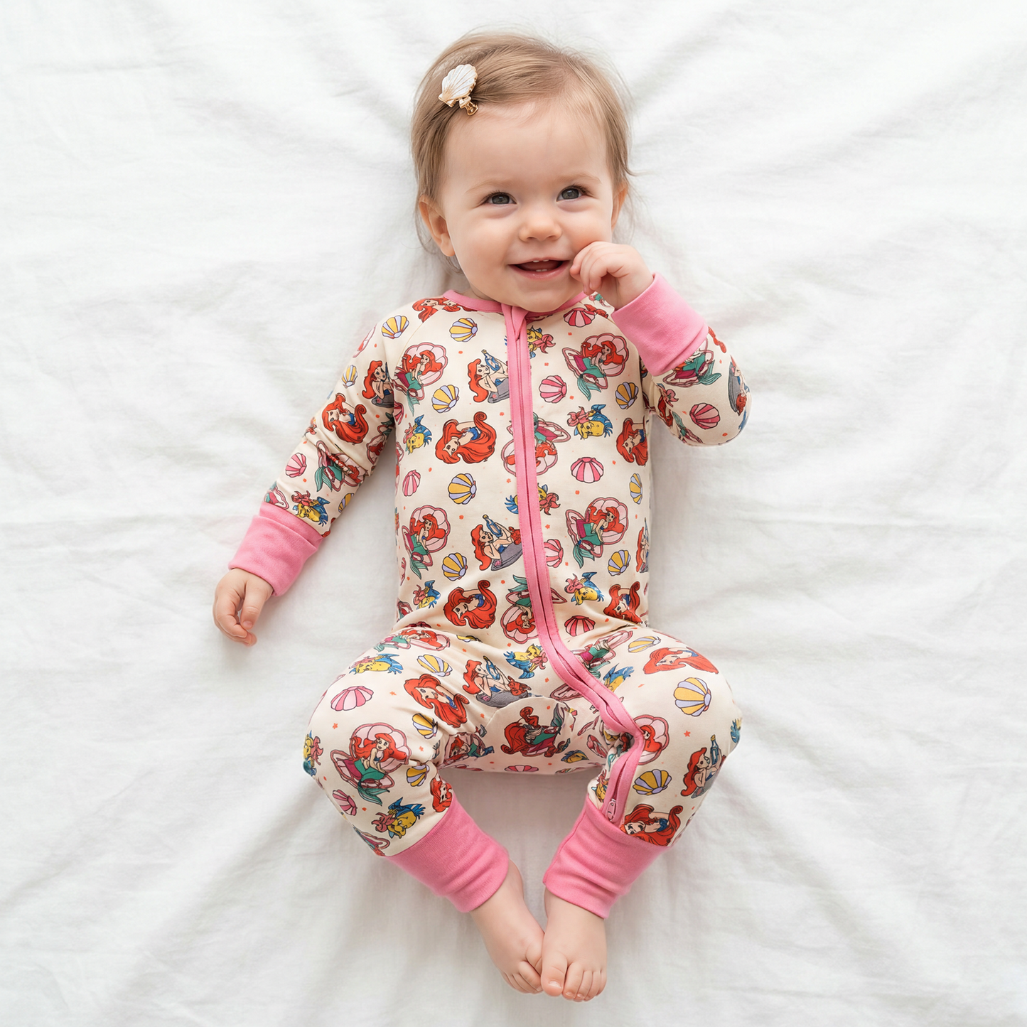 Baby Bamboo Zipper Pajama Romper Little Mermaid