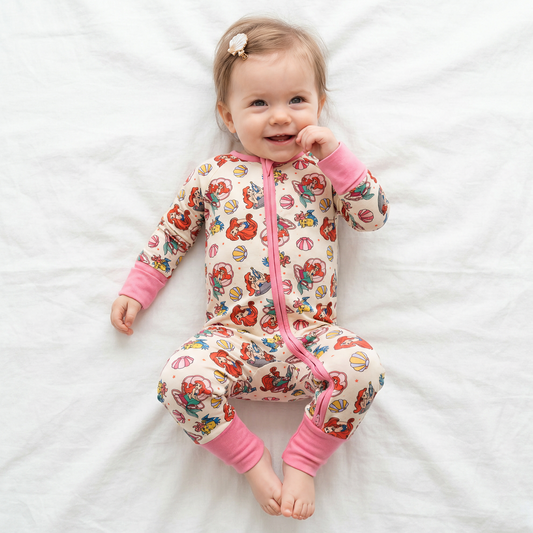 Baby Bamboo Zipper Pajama Romper Little Mermaid