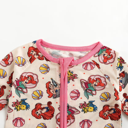 Baby Bamboo Zipper Pajama Romper Little Mermaid