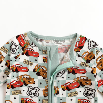 Baby Bamboo Zipper Pajama Romper Cars