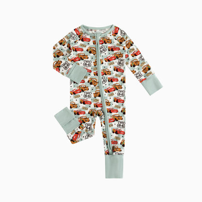 Baby Bamboo Zipper Pajama Romper Cars
