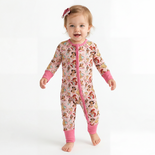 Baby Bamboo Zipper Pajama Romper Princess