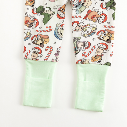 Christmas Candy Cane Toy Baby Bamboo Zipper Romper Pajamas