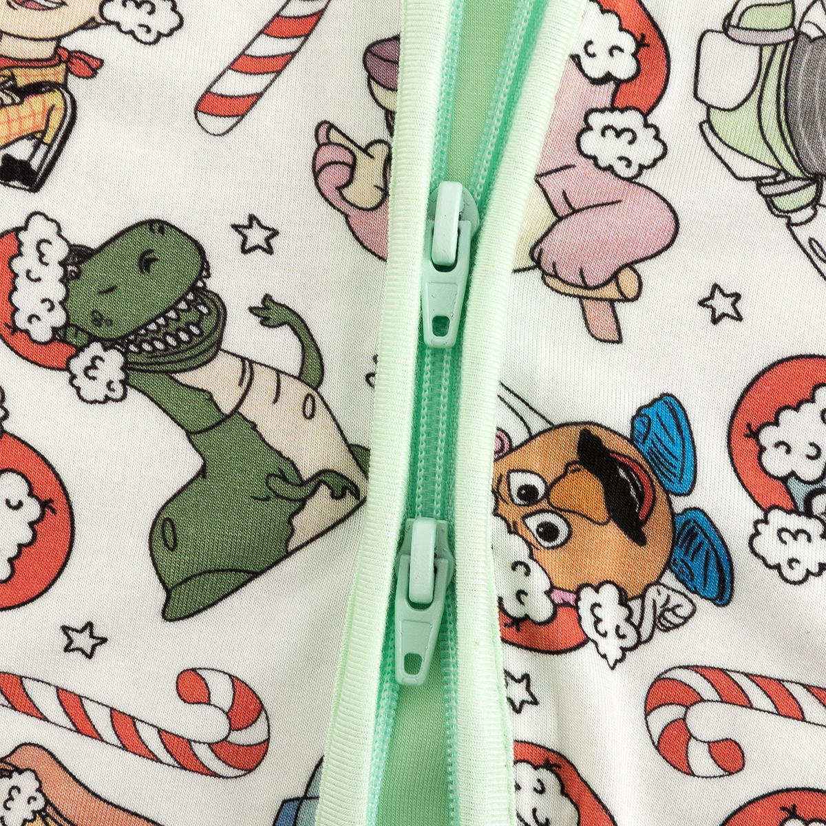 Christmas Candy Cane Toy Baby Bamboo Zipper Romper Pajamas