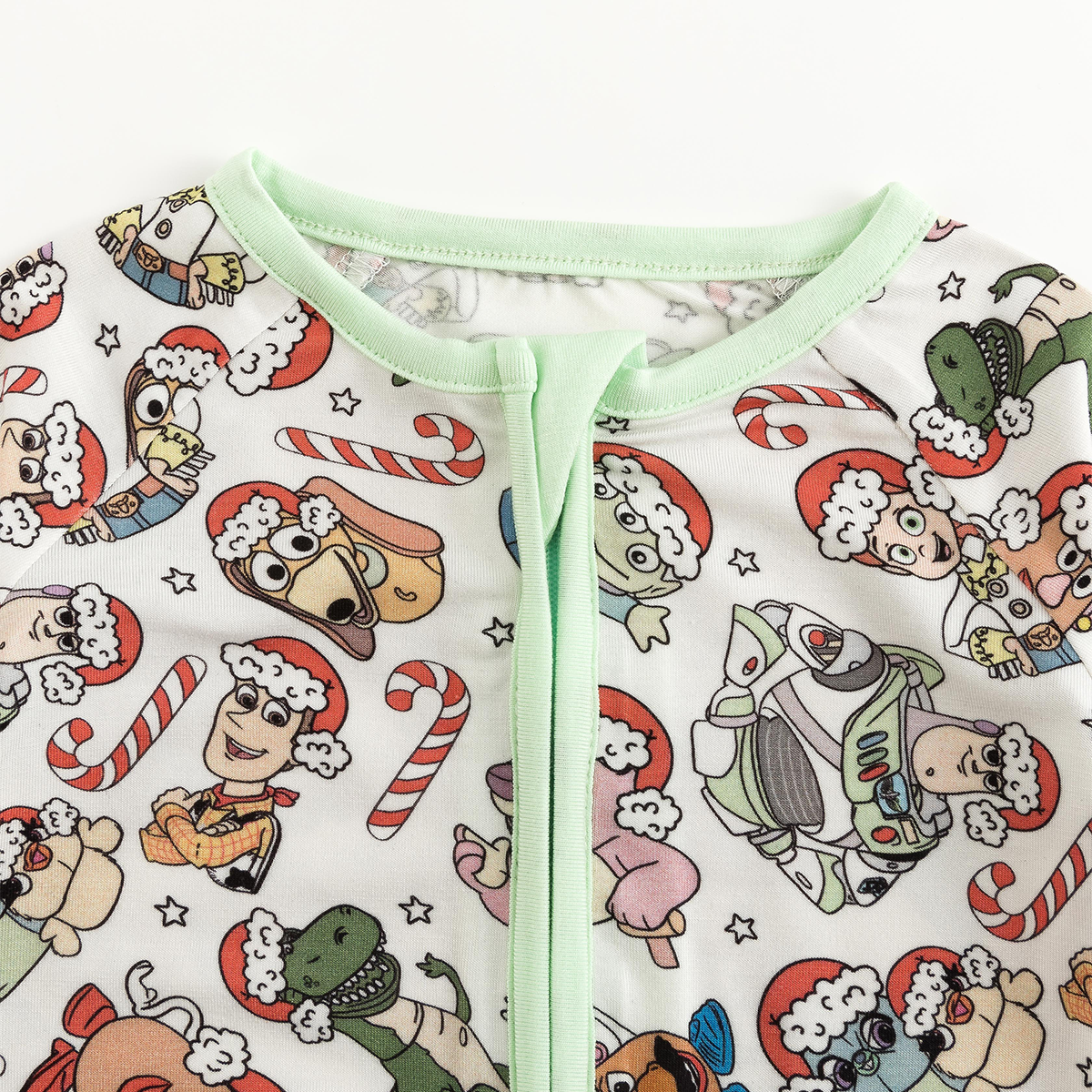 Christmas Candy Cane Toy Baby Bamboo Zipper Romper Pajamas